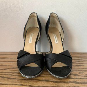 Caparros Black Satin with Sliver Sparkle heels 8